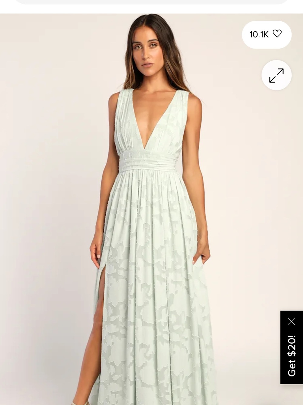 Lulu's Mint Lace Maxi Dress with Deep V-Neck
